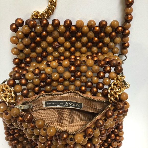 1960s 1970s Bronze Copper Beaded Vintage Handbag - Picture 3 of 3